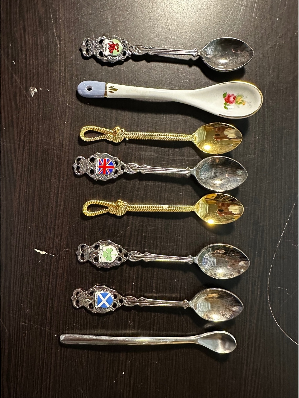 Set of 8 Decorative Collectible Spoons with Various Designs
